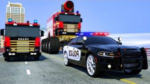 Команда полицейских машин против спортивной машины-монстра | Мультфильм для детей про пожарную машин