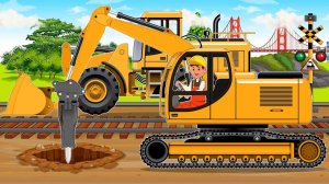 МУЛЬТИК МАШИНКИ ВИДЕО ПРО МАШИНКИ СТРОИТЕЛЬНАЯ ТЕХНИКА РЕМОНТ ПУТЕЙ ЦВЕТНЫЕ МАШИНКИ ИГРУШКИ МАШИНКИ