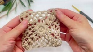 Очень простой ажурный узор крючком для начинающих - Квадратный мотив крючком