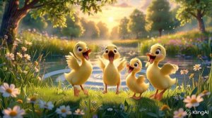 Пять утят у пруда.