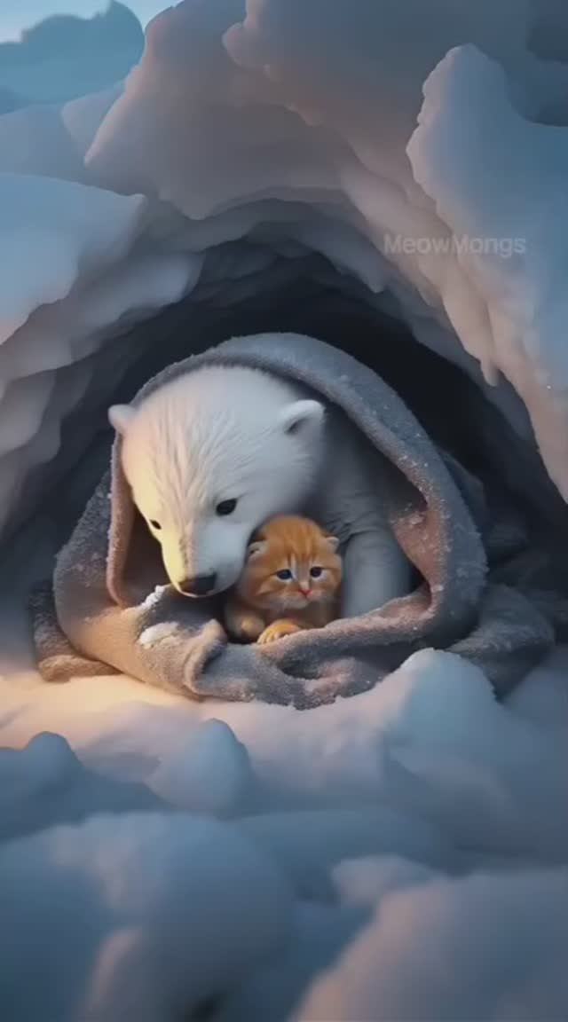 Белый медвежонок и рыжий котёнок смотреть онлайн