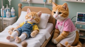 Мультики для детей, котик катается на качелях, мультфильм/мультик