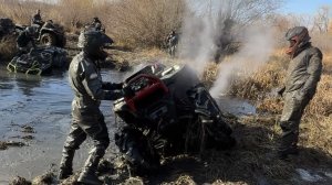 Грязевой маршрут за Волгой. Грязь, броды, «умный газ». Первый выезд на квадроцикле после падения.