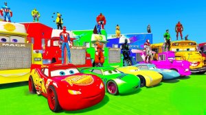 ЧЕЛОВЕК-ПАУК, Маккуин, Катаемся на крутых разноцветных машинках СУПЕРГЕРОИ из мультиков для детей!