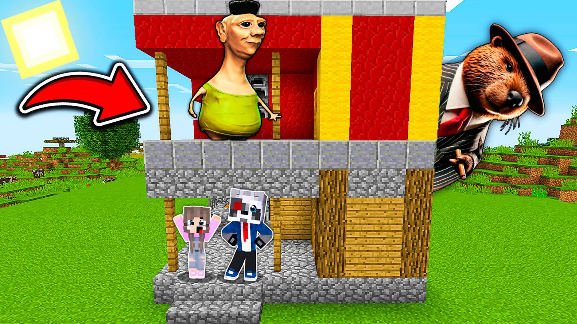 ХАМУД ХАБИБИ ЖИВЕТ НАД МОИМ ДОМОМ В МАЙНКРАФТ НУБ И ПРО HAMOOD HABIBI MINECRAFT