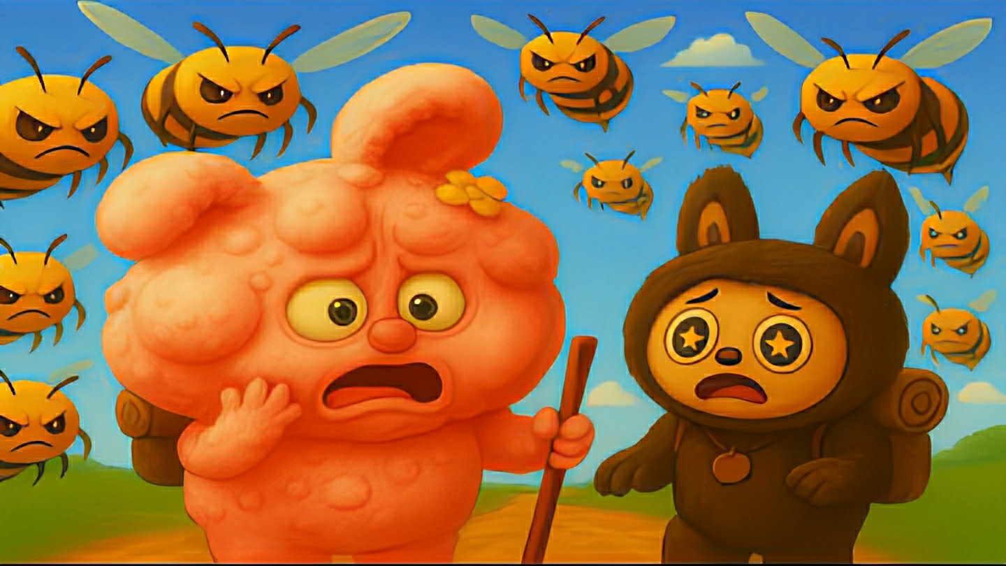 Лабубу покусали пчелы в лесу. Веселая история смотреть онлайн