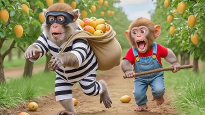 Мультики для детей, обезьянка гоняется за ворами, мультфильм/мультик