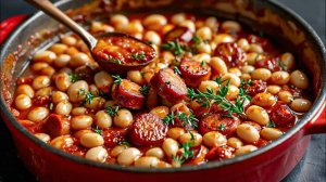 ФАСОЛЬ С Копченостями. Вкусное и сытное блюдои- Тушеная фасоль с копчеными колбасками.