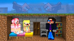 🌊ПОСТРОИЛИ БУНКЕР И ПЕРЕЖИЛИ ЦУНАМИ В МАЙНКРАФТ! ШЕДИ ЛЕСКА И НУБИК MINECRAFT