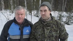 Поход в лес с отцом на лыжах.  Зима, тайга.