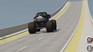 Эпические прыжки и аварии монстр-траков на высокой скорости в BeamNG Drive