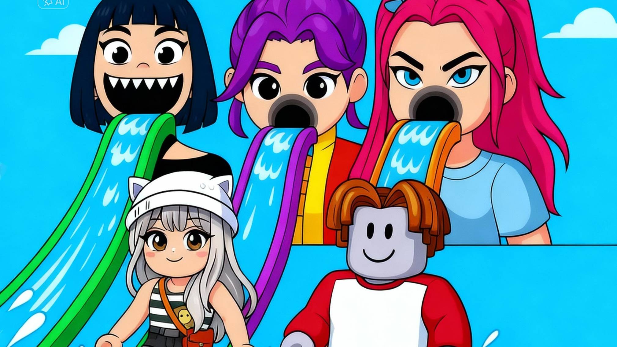 ПОПАЛИ В АКВАПАРК КПОП ДЕМОН ХАНТЕРС! БАТТЕРС И ПЕРСИК НА ГОРКЕ РУМИ В РОБЛОКС смотреть онлайн