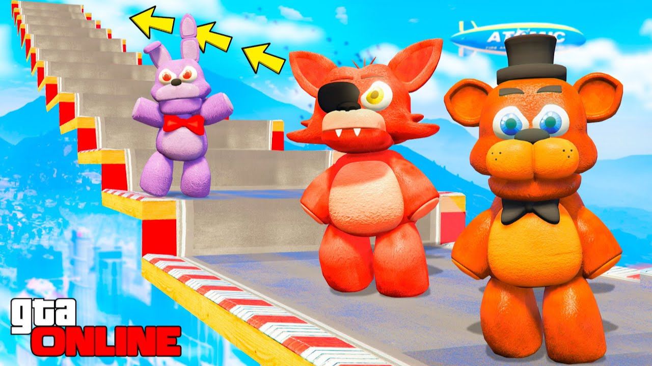 КАК ДАЛЕКО ДЕТИ АНИМАТРОНИКИ СМОГУТ ЗАБРАТЬСЯ ПО СТУПЕНЬКАМ ЛЕСТНИЦЫ ? - ФНАФ ЭКСПЕРИМЕНТЫ ГТА 5 смотреть онлайн