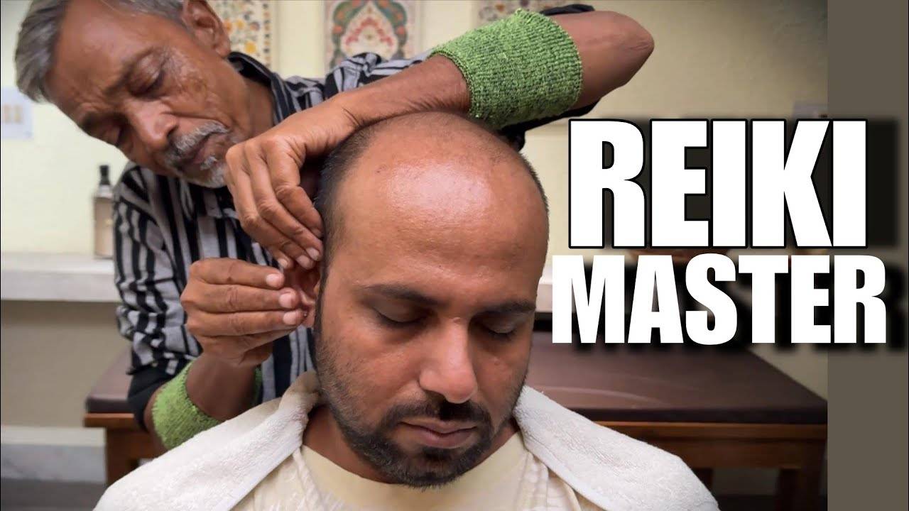 Waris barber head massage to Reiki master ! Reiki master got drowzy during massage ! Stress relief смотреть онлайн