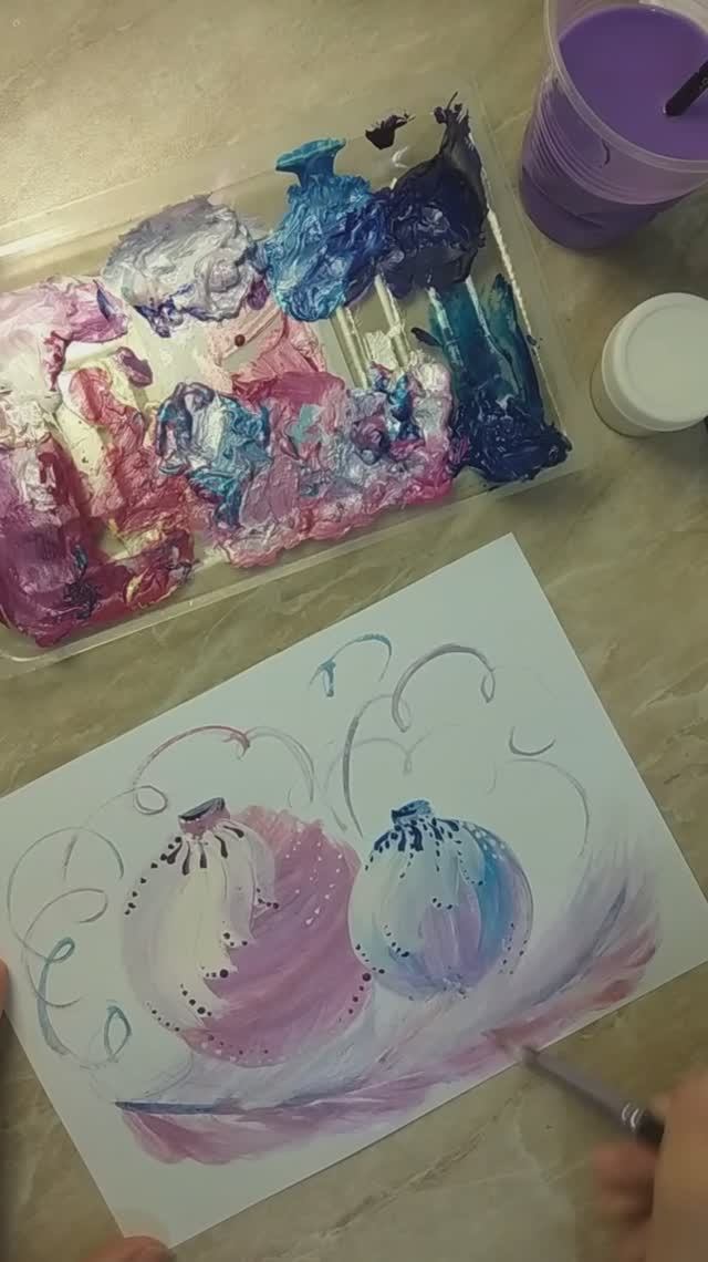 Мастер-класс "Новогодние ёлочные шары гуашью с элементами росписи" открытка к новому году смотреть онлайн