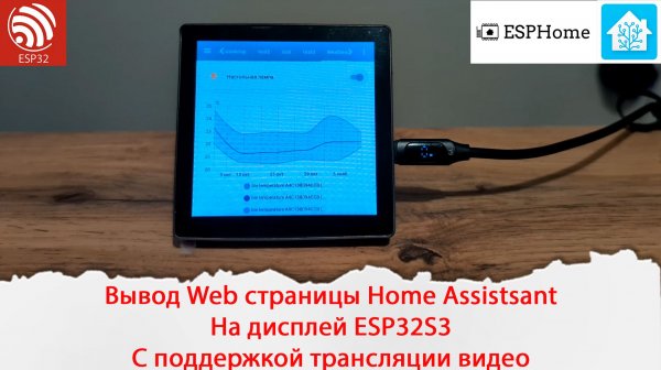 Вывод Web страницы Home Assistsant на дисплей ESP32S3 с поддержкой трансляции видео.
