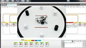 Программа Кегельринг КВАДРО Lego EV3. Выталкивание черный и белых кеглей.