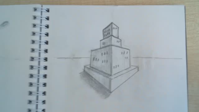 Учусь рисовать по книге. Двадцать четвертый день. Угловая перспектива башни смотреть онлайн