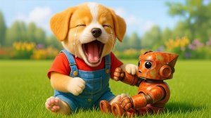 Мультики для детей, приключения сабачки и его друга робота 🤖, мультфильм для детей/мультик