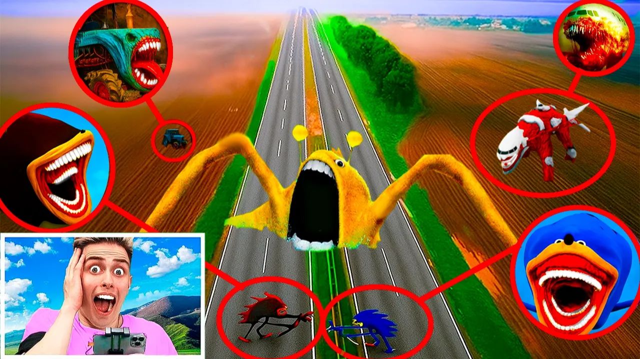 МОЙ ДРОН ЗАСНЯЛ ВСЕХ ПОЖИРАТЕЛЕЙ：САМОЛЕТ, СПРУНКИ, МОРЕ, ТРАКТОР, ПОЕЗД, СОНИКА И ТЕНЬ!!! смотреть онлайн