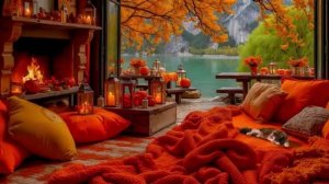 🕯️ УЮТНЫЙ ДЖАЗ-ДИВАН 🧡 Осенний релакс с котом и камином | Для учёбы, работы и сна 🔥