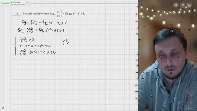 Вариант №3 Неравенство (задание №15) из Ященко 36 вариантов 2026 ЕГЭ профиль по математике.