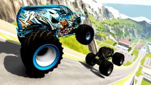 Новые Эпические прыжки и аварии монстр-траков на высокой скорости в BeamNG Drive