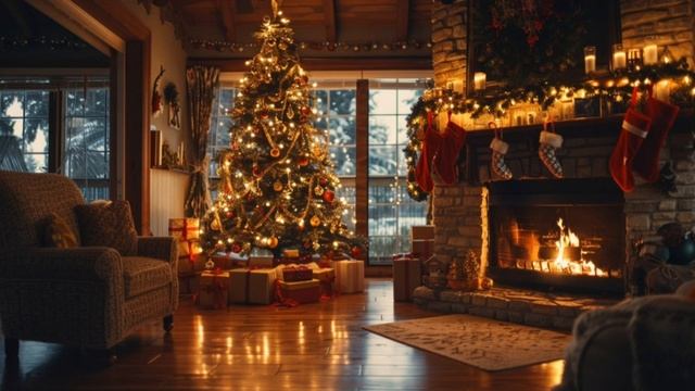 Уютный рождественский камин — релакс музыка и атмосфера зимнего вечера смотреть онлайн