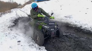 Катаем по мокрому снегу и грязи, а возвращаемся на буксире.