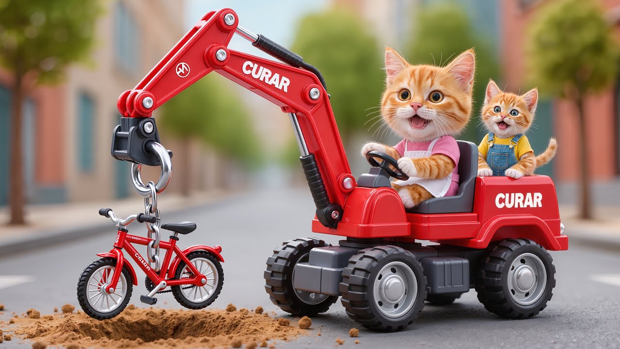 Мультики для детей, котик на велосипеде упал в яму, мультфильм детям/мультик смотреть онлайн