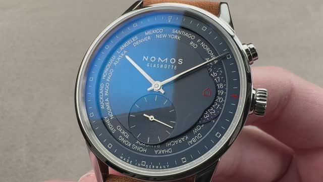 Nomos Glashütte Zürich по мировому времени Midnight Blue (807)