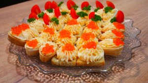 Закуска в тарталетках с очень вкусной начинкой на праздничный, новогодний стол