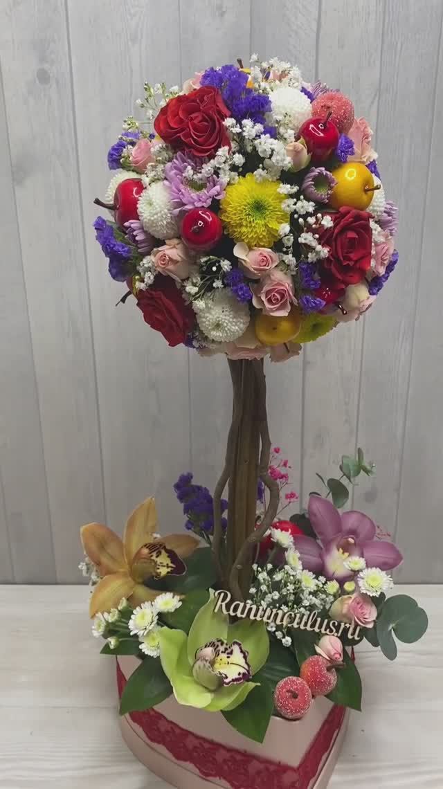 Композиция из цветов в виде дерева смотреть онлайн