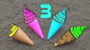 Учим цвета и цифры с цветными лопатками и яркими формочками : Цветное мороженное : Обучающее видео