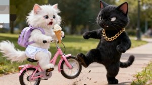 Мультики для детей, черный кот забрал велосипед у котика, мультфильм детям/мультики