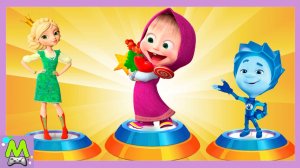 Маша и Медведь vs Фиксики vs Царевны.Догонялки с Героями Мультиков.Кто Быстрее