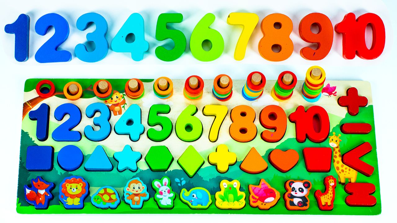 Видео для Малышей - Учим Цифры от 1 до 10, Названия Животных и Фигур на Английском Языке! смотреть онлайн