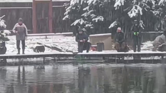 Второе зарыбление, снег ❄️ идёт форель клюёт. смотреть онлайн