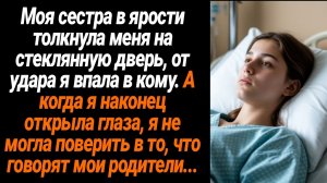 Жизненные Истории/Моя сестра толкнула меня на стеклянную дверь, от удара я впала в кому
