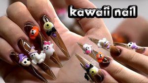 ОБЪЕМНЫЙ Halloween Nails: СТРАШНО красиво!» МАНИКЮР в СТИЛЕ Kawaii 👻