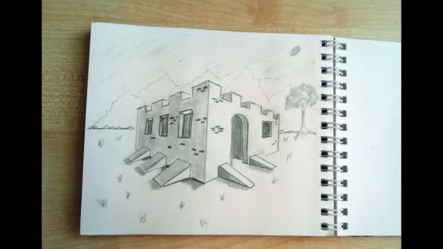 Учусь рисовать по книге. Двадцать пятый день. Замок в угловой перспективе смотреть онлайн