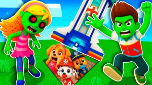 ПРЯЧУСЬ ПОД БАЗОЙ от РАЙДЕР и КЕЙТИ ЗОМБИ с ЩЕНЯЧИЙ ПАТРУЛЬ в МАЙНКРАФТ PAW PATROL МУЛЬТИК