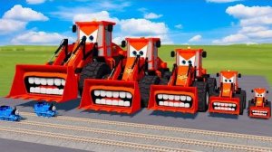 Большой и маленький бульдозерный грузовик Молния Маккуин против поезда Томас ｜ BeamNG.Drive