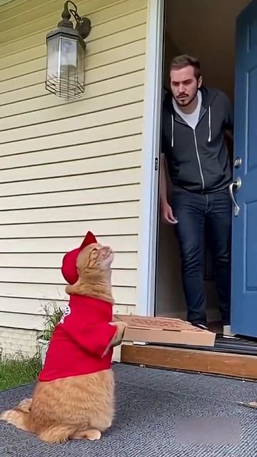 Кот-курьер #cat #нейросетьзахватитмир #прикольныекоты #веселыекоты #funny #memes