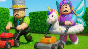 МЕНЯ ЗАСТАВЛЯЮТ КОСИТЬ ТРАВУ! Дочка заставила папу зайти в эту игру в РОБЛОКС! НО Я НЕ ХОТЕЛ!