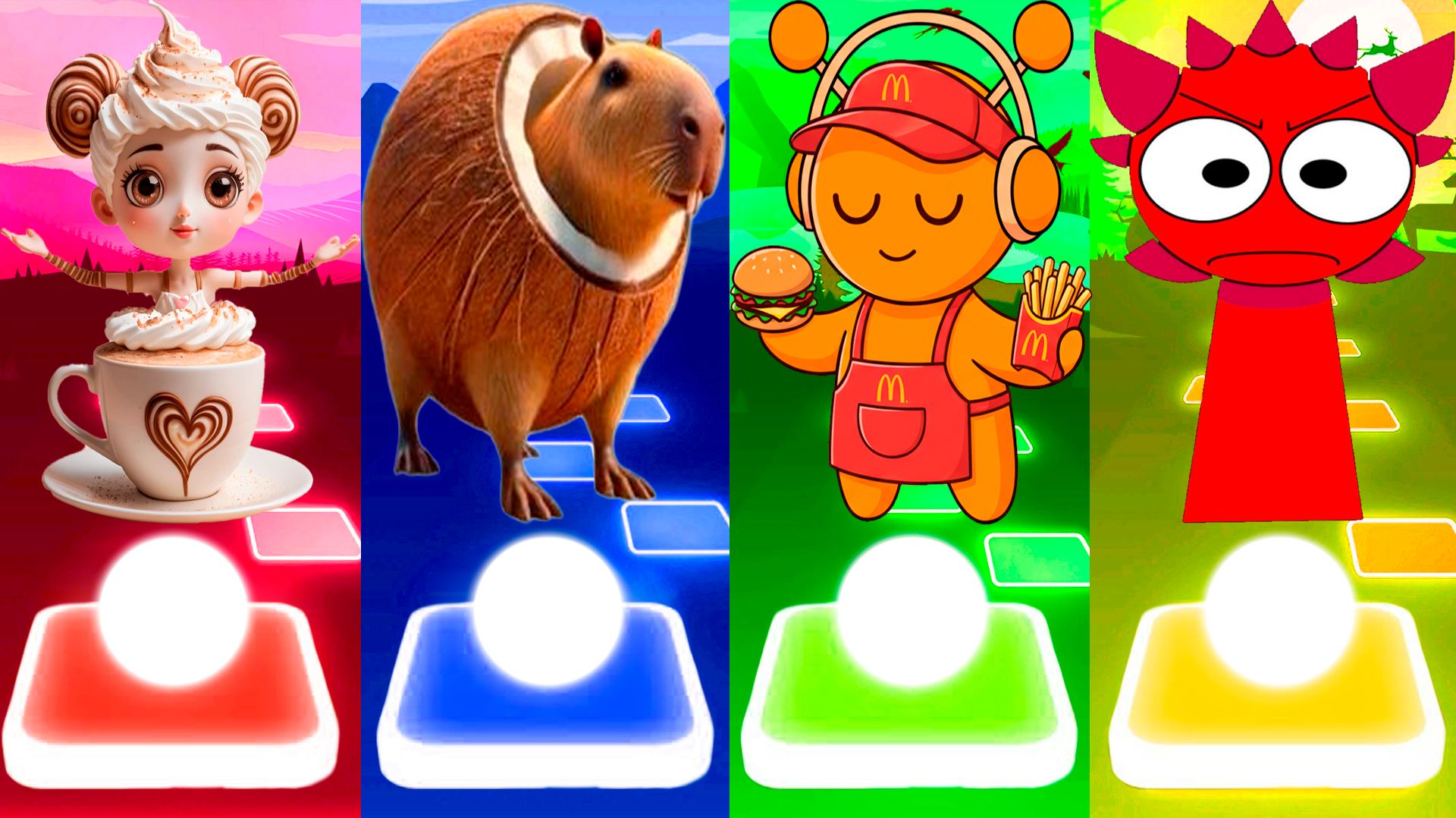 БАЛЕРИНА КАПУЧИНО 🆚 БУРБАЛОНИ ЛУЛИЛОЛИ 🆚 СПРУНКИ МАКДОНАЛЬДС 🆚 КРАСНЫЙ СПРУНКИ | Tiles Hop №288 смотреть онлайн