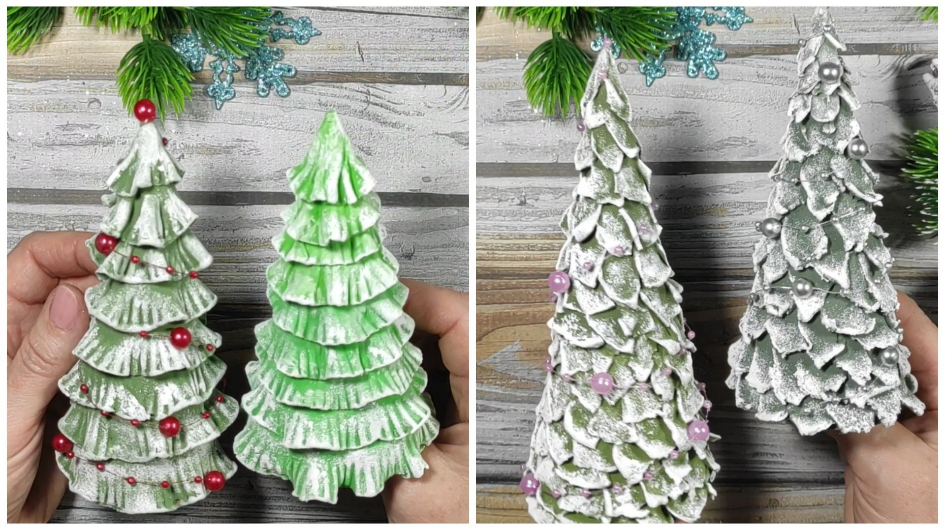 2 Идеи ёлочек ЛЕГКО и ПРОСТО из лёгкого пластилина своими руками. Новогодние поделки. смотреть онлайн