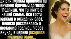 Родители жениха принесли на венчание брачный договор- ''Подпиши, что ты никто в нашей семье''...
