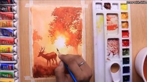 Мастер-класс по рисованию акварелью олени в лесу