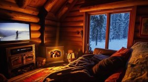 Мгновенно погрузитесь в глубокий сон под звуки метели и камина в уютном зимнем деревянном домике